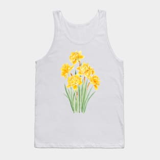 golden daffodils flowers with leaf watercolor Tank Top